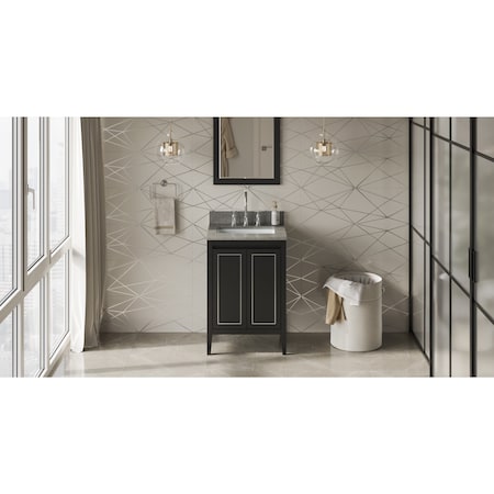 Jeffrey Alexander 24In. Black Percival Vanity, Steel Grey Cultured Marble Vanity Top, Undermount Rectangle Bowl VKITPER24BKSGR